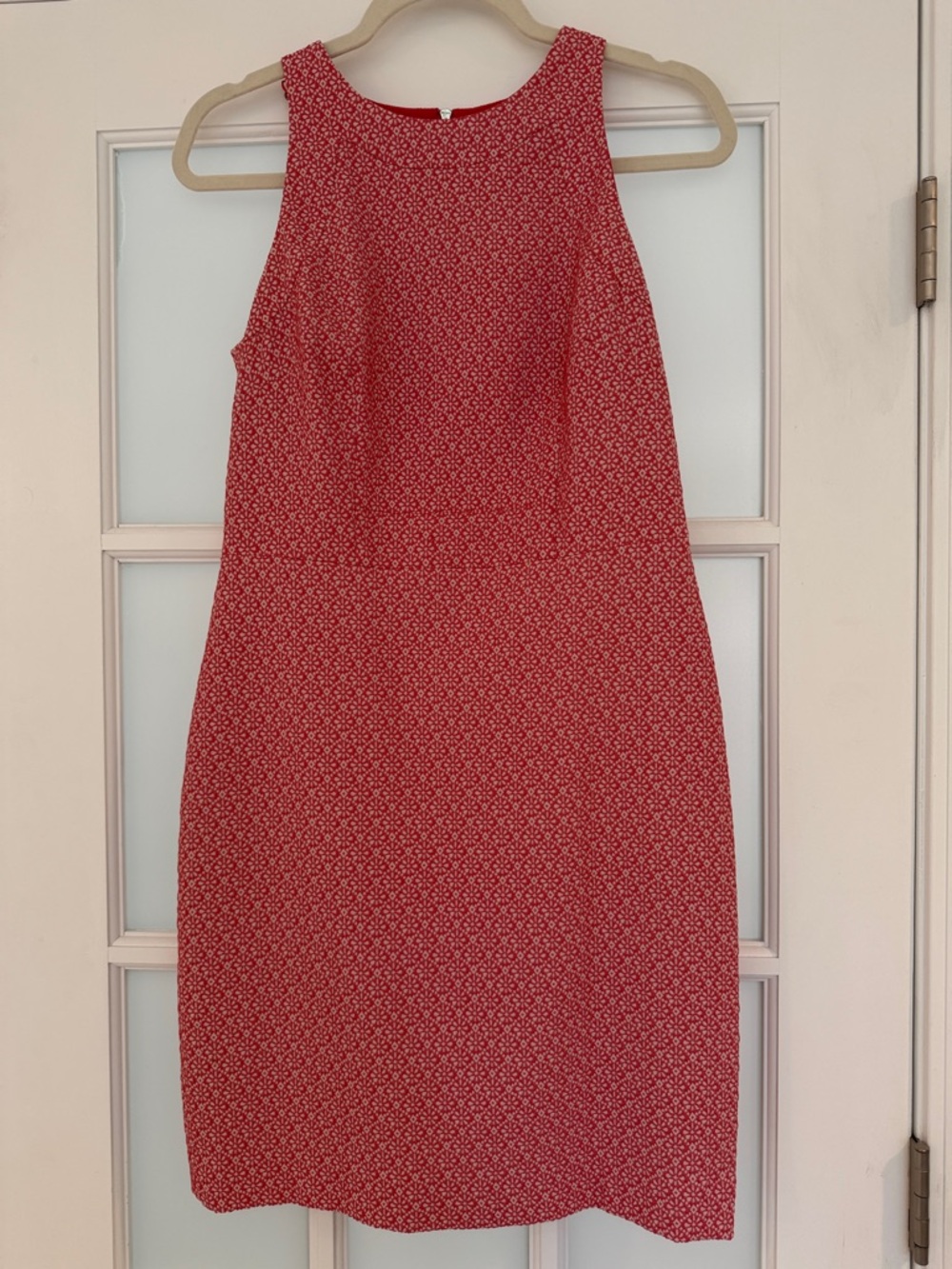 Sleeveless Red Patterned Sheath Dress - Brand